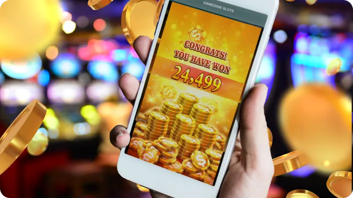 Player enjoying online casino games on a mobile phone